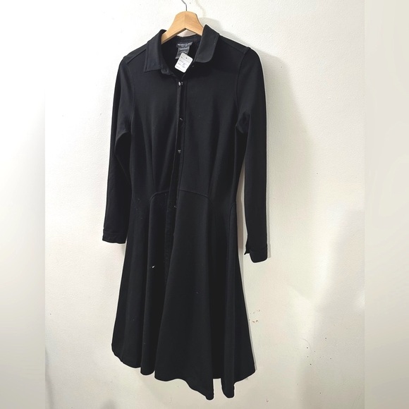 Wear & Flair New York Dresses & Skirts - Black Collared Flare Long Sleeve Dress